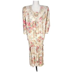 Vintage Floral Cream Dress